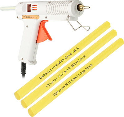 

Upkaran Hot Melt Professional Leak Proof Precision Long Copper Nozzle Adjustable Temperature Glue Gun 150 Watt with 3 Stick(Standard Size) For School Project, Hobby kit and Craft Work Adjustable Temperature Corded Glue Gun(11 mm)