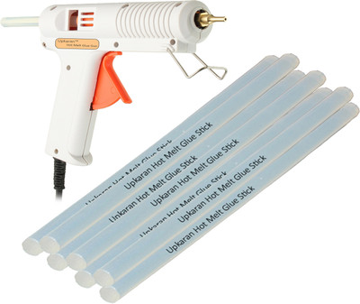 

Upkaran Hot Melt Adjustable Temperature Leak Proof DIY 150 Watt Glue Gun with 7 Glue Sticks Standard Size(10inch/25.4cm) for scrapbook tool, hobby Kit, electronic circuit board, project work, bonding toy Adjustable Temperature Corded Glue Gun(11 mm)