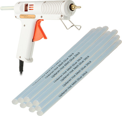 

Upkaran Hot Melt Adjustable Temperature Leak Proof DIY 150 Watt Glue Gun with 9 Glue Sticks Standard Size(10inch/25.4cm) for scrapbook tool, hobby Kit, electronic circuit board, project work, bonding toy Adjustable Temperature Corded Glue Gun(11 mm)