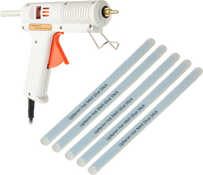 

Upkaran Hot Melt Adjustable Temperature Leak Proof DIY 150 Watt Glue Gun with 5 Glue Sticks Standard Size(10inch/25.4cm) for scrapbook tool, hobby Kit, electronic circuit board, project work, bonding toy Adjustable Temperature Corded Glue Gun(11 mm)