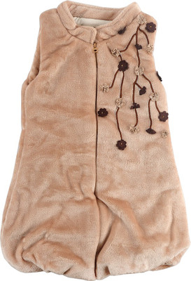 

Little Kangaroos Sleeveless Embroidered Baby Girls Jacket, Fawn