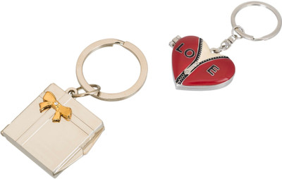 

Shubheksha Combo of Book-Shape Double Photo Frame & Heart-Shape Zip Photo Frame Key Chain