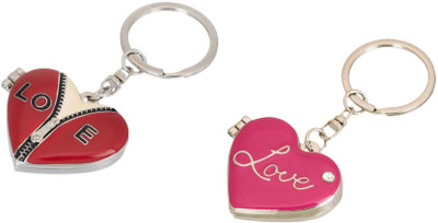 

Shubheksha Combo of Red Heart-Shape Zip Photo Frame & Pink Heart-Shape Photo Frame Key Chain