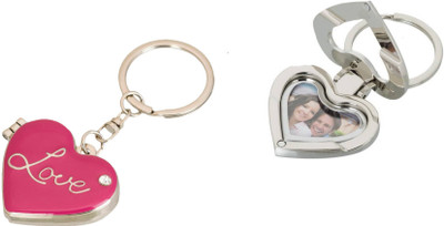

Shubheksha Combo of Pink Heart-Shape Photo Frame & Silver Heart-Shape Photo Frame Key Chain