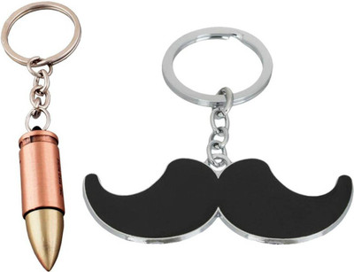 

Shubheksha Combo of Bullet & Mustache Metallic Key Chain