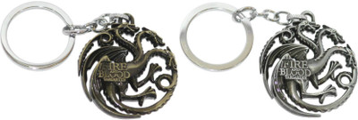 

Shubheksha Combo of 2 Game of Thrones Fire & Blood Golden & Grey Key Chain