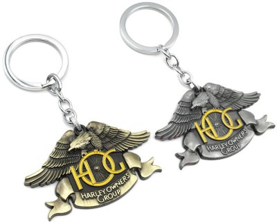 

Shubheksha Combo of 2 Harley Davidson Bike Golden & Silver Metallic Key Chain