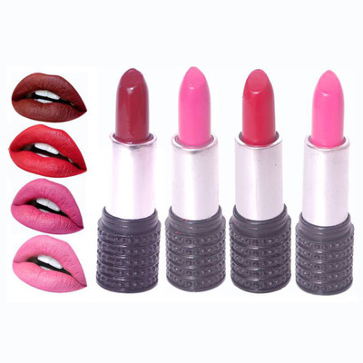 

Makeup Mania Moist. Matte Lipstick, Satin Soft, Vibrant Combo of Four(Maroon, 3 Tones of Pink)
