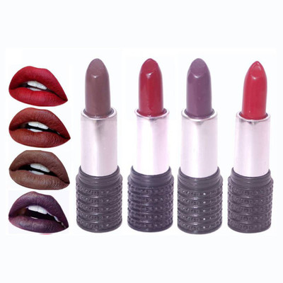 

Makeup Mania Moist. Matte Lipstick, Satin Soft, Vibrant Combo of Four(Deep Red, Maroon, Dark Brown, Eggplant Purple)