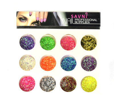 

Savni Combo of 12 nail art pastings glitter-G(Pink)