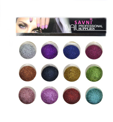 

Savni Combo of 12 nail art pastings glitter-A(Pink)