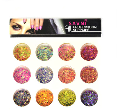 

Savni Combo of 12 nail art pastings glitter-E(Pink)