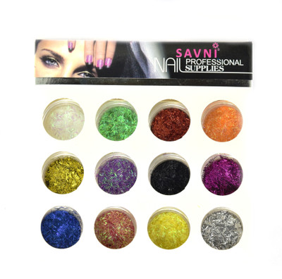 

Savni Combo of 12 nail art pastings glitter-F(Pink)