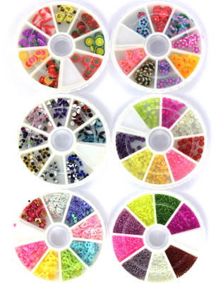 

Savni Combo of 6 nail art pastings wheels-A(Pink)