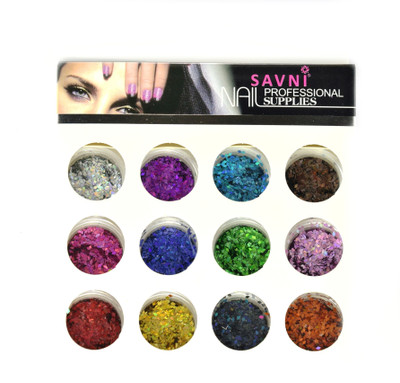 

Savni Combo of 12 nail art pastings glitter-C(Pink)