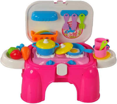 

M-Alive New 2 In 1 Carry-On Kitchen Play Set Chair With Lights & Sounds For Your Little Princess