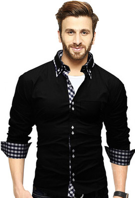 TRIPR Men Solid Casual Black Shirt