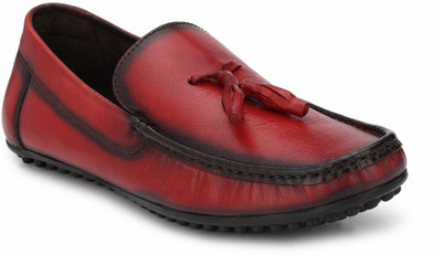 El Paso Genuine Leather Tassels Red Genuine Leather Casual Loafer Shoes Loafers For Men(Red