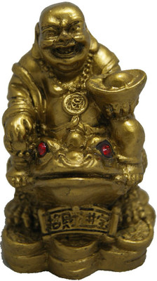

DivyaMantra Laughing Buddha on Frog Decorative Showpiece - 6.5 cm(Polyresin, Yellow)