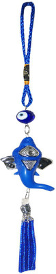 

DivyaMantra Car Decoration Rear View Mirror Hanging Accessories Feng Shui Evil Eye Protection with Ganesha Head Decorative Showpiece - 24 cm(Plastic, Blue)