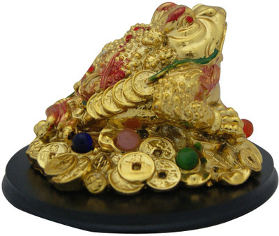 

DivyaMantra King Money Frog Showpiece Decorative Showpiece - 13 cm(Polyresin, Gold)