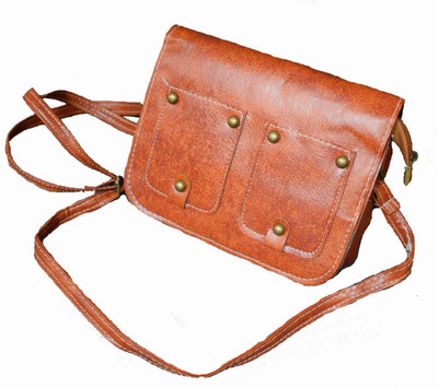 

Un Branded Girls Formal Brown PU Sling Bag