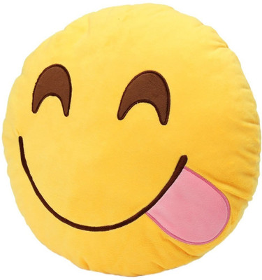 Skylofts Stuffed 40cm I am Hungry Smiley Cushion Emoji Pillow Soft Toy - 40 cm(Yellow)