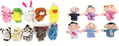 

Skylofts Pack of 10 Animal Finger Puppets & 6 Family Puppet ( 16pcs) - 6 cm(Multicolor)