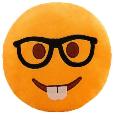 

Skylofts Stuffed 40cm Nerd Studious Smiley Pillow Emoji Cushion Soft Toy - 40 cm(Yellow)