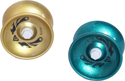

Homeshopeez High Speed Metal YoYo - Set of 2 - Gldn - Grn Toy Yoyo