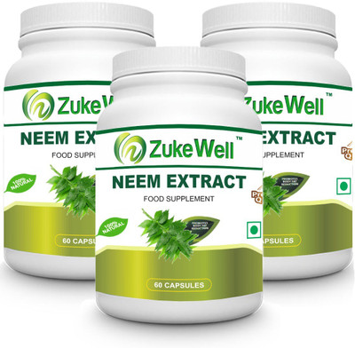 

Zukewell Neem Extract 500 mg (60 Pure Veg Capsules) For Skin Care-Pack of 3(180)