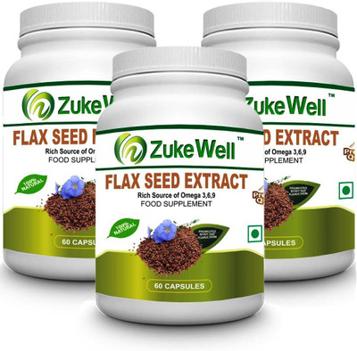 

Zukewell Flax Seed Extract 500 mg (60 Pure Veg Capsules) For Joint Pain-Pack of 3(180)