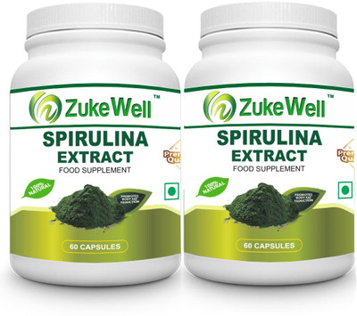 

Zukewell Spirulina Extract 500 mg (60 Pure Veg Capsules) for Digestion-Pack of 2(120)