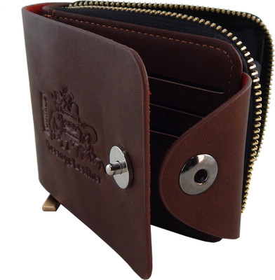 

Teenage Men Brown Artificial Leather Wallet(10 Card Slots)