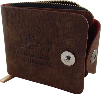

Teenage Men Brown Artificial Leather Wallet(10 Card Slots)