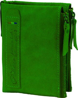 

POLLSTAR Men Green Genuine Leather Wallet(4 Card Slots)