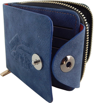 

Teenage Men Blue Artificial Leather Wallet(10 Card Slots)