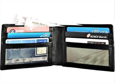 

L Libra Men Black Genuine Leather Wallet(6 Card Slots)