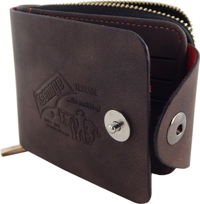

Teenage Men Brown Artificial Leather Wallet(10 Card Slots)