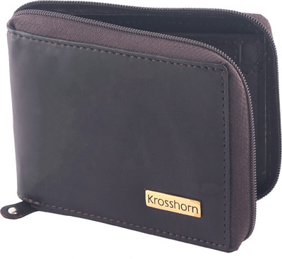 

Krosshorn Men Black Genuine Leather Wallet(6 Card Slots)