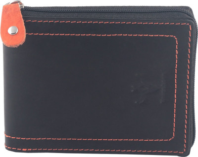 

Krosshorn Men Black Genuine Leather Wallet(6 Card Slots)