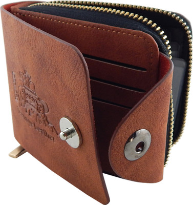 

Teenage Men Khaki Artificial Leather Wallet(10 Card Slots)