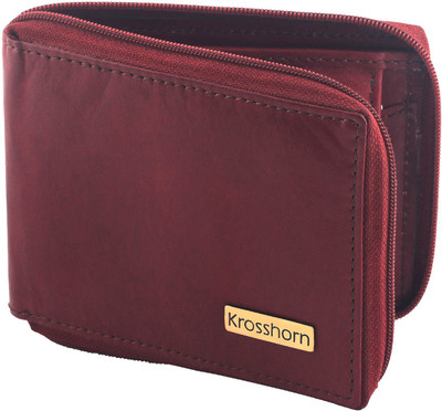 

Krosshorn Men Red Genuine Leather Wallet(6 Card Slots)