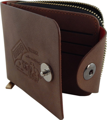 

Teenage Men Brown Artificial Leather Wallet(10 Card Slots)