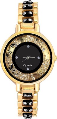 Wanton movable stone in dial golden bracelet black attractive women Watch  - For Girls   Watches  (Wanton)