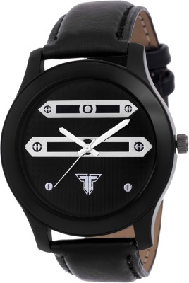 Traktime New Edge Black & Silver Tone Analog Round Dial Leather Strap NEW EDGE Watch  - For Men   Watches  (Traktime)