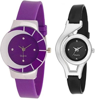 FASHION POOL MOST STUNNING FAST SELLING PURPLE BLACK COMBO WATCH FOR LADIES & GIRLS WITH UNIQUE RUBBER STRAPS FOR FESTIVAL & CASUAL WEAR COLLECTION Watch  - For Girls   Watches  (FASHION POOL)