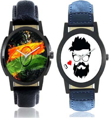 Miss Perfect Luxury Stylish Black AND Denim Print Dial Best Gift Sexy collection Men Watch Combo Watch  - For Men   Watches  (Miss Perfect)