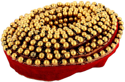 

GOELX Fashion Lace Red with Mounted Matt Golden Beads for dress/sarees/lehenga/suits/caps/bags/decorations/ borders, crafts & many more.. pack of 2 meters