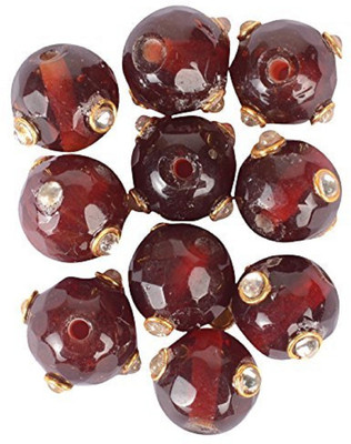 GOELX Meena Designer Red round Beads for Jewellery Making & Decorating . Pack of 5